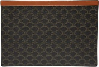 Celine 2022 Triomphe Coated Canvas clutch bag - Brown