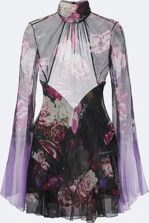 Roberto Cavalli Floral open-back silk minidress
