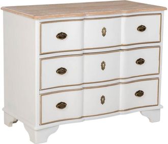 Wanderlust Deco Comoda de madera de 3 cajones blanco 100x50x80