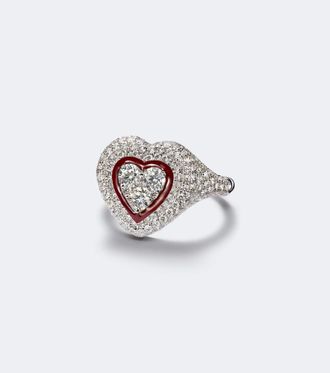 Kamyen Jewellery Love Pop 18kt white gold and enamel pinky ring with diamonds