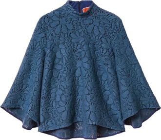 La DoubleJ floral-pattern lace blouse - Blue
