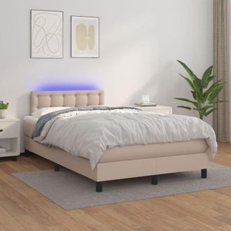 vidaXL Cama Box Spring Colch&oacute;n Led Cuero Sint&eacute;tico Capuchino 120x200cm Vidaxl
