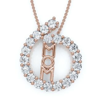 Pompeii3 Diamond Circle Mom Pendant Gold Necklace Lab Grown 18