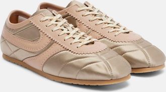 Dries Van Noten Leather-trimmed satin sneakers