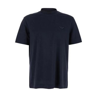 Emporio Armani T-Shirts, male, Blue, Size: XL Aquila Floccata T-Shirt