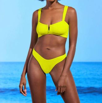 Maaji Splendour High Leg Bikini Bottom In Chartreuse