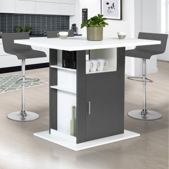 IDMarket Idmarket - Isla Central Ugo De 110 Cm En Madera Blanca Y Gris Con Armarios
