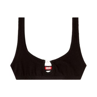 Diesel Florence Ribbed Keyhole Bralette - Dames - Tops zonder mouwen - Zwart - L - Katoen - Tops