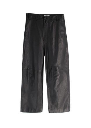 Balenciaga Black Unisex Straight Leg Leather Trousers Size S
