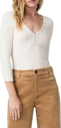 Paige Ginnette Rib Top in Ivory at Nordstrom, Size Xx-Small