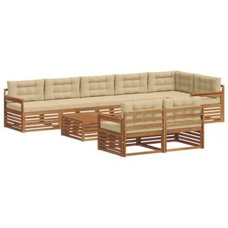 vidaXL Conjunto De Sof&aacute;s De Exterior Con Coj&iacute;n 9 Pcs Natural Y Beige Vidaxl