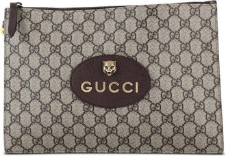 Gucci Neo Vintage Wristlet Pouch GG Coated Canvas clutch bag - Bruin
