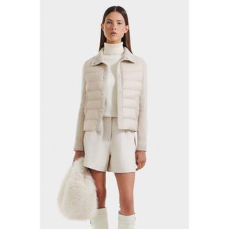 Rudsak Ellie Hybrid Knit & Light Down Jacket in Vanilla at Nordstrom, Size Medium