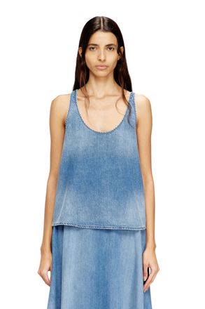 Diesel Top in lightweight stonewashed denim - Tops - Woman - Blue