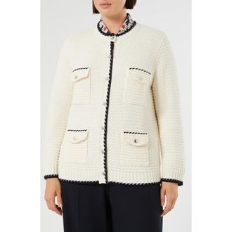 Marina Rinaldi Mrs. Armony Cotton Button-Up Cardigan in Ivory at Nordstrom, Size X-Large