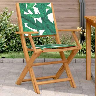 vidaXL Vidaxl - Sillas De Jard&iacute;n 2 Uds Madera Acacia Y Tela Estampado De Hojas