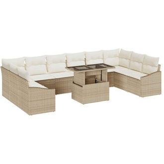 vidaXL Conjunto De Sof&aacute; De Jard&iacute;n 11 Pcs Beige, Crema 100 X 55 X 73 Cm Vidaxl