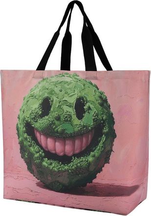 Generic Green Smile Face Tote Bag Lightweight Carry Bag Durable Handbags For Beach Work Casual