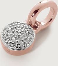 Monica Vinader Rose Gold Fiji Mini Button Diamond Pendant Charm Diamond