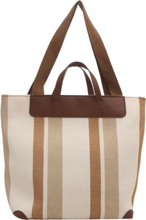 Generic Striped Shoulder Bucket Bags For Women Large Capacity Hobo Bags (White)