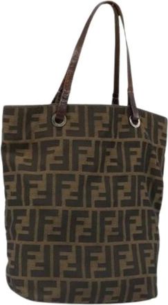 Fendi Pre-owned Vintage Zucca Canvas Tote - Dames - Vintage Shopper - Bruin - ONE Size - Leer - Vintage
