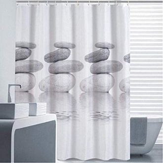 OEM 1 Juego De Cortinas De Ducha En Gris Guijarro, 180 X 200 Cm, Resistentes Al Moho Y Al Agua, Con 12 Ganchos Y Presillas - Crezuo