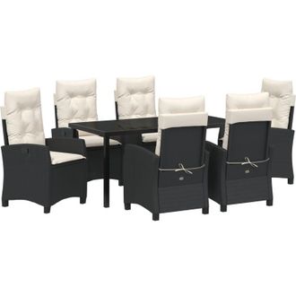 vidaXL Conjunto De Comedor De Jard&iacute;n 7 Pcs Negro Rat&aacute;n Sint&eacute;tico Vidaxl
