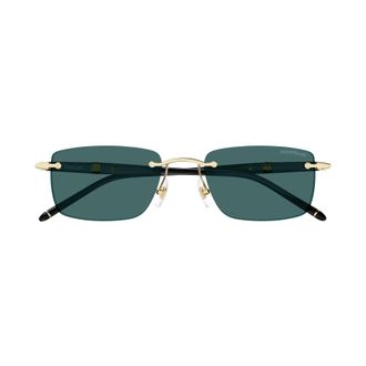 Montblanc Mb0344s Rimless Sunglasses with Rectangular Dark Green Lenses