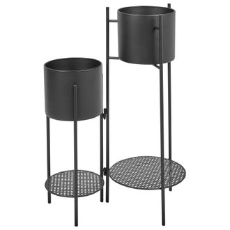 Beliani Beliani - Soporte Para Plantas Macetas De Interior Redondo De Metal Negro Ulmus