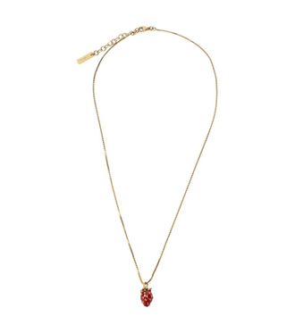 Saint Laurent Golden Strawberry Pendant Necklace