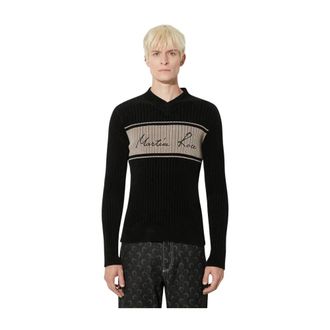Martine Rose Truien & Vesten, Heren, Zwart, S, Katoen, Chenille V-Neck Trui