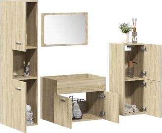 vidaXL Juego De Muebles De Ba&ntilde;o 4 Pzas Contrachapada Roble Sonoma Vidaxl