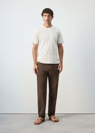 Mango Maglietta regular-fit misto cotone lino bianco sporco - Uomo - XXL - MANGO MAN