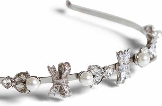 Self Portrait Crystal-Embellished Metal Headband - Silver