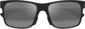 Maui Jim Hoopili 58mm PolarizedPlus2 Rectangular Sunglasses in Matte Black/Neutral Grey at Nordstrom