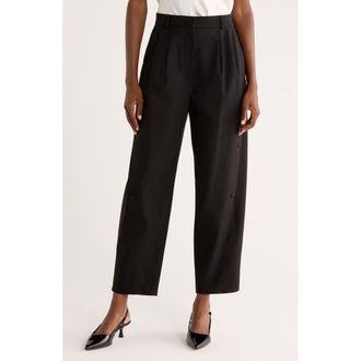 Max Mara Duomo Button Detail Tapered Pants in Black at Nordstrom, Size 16