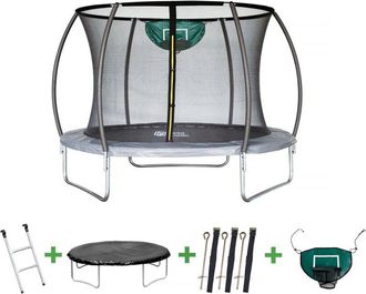 Habitat et Jardin Habitat Et Jardin - Cama El&aacute;stica Con Red Interior Y Aro De Baloncesto jumper &Oslash;3.05 - Gris