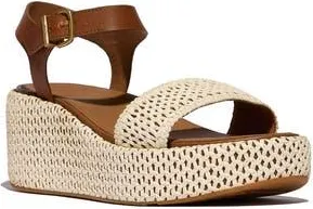 FitFlop PlatFForms Woven Ankle Strap Wedge Sandal in Deep Tan/ivory at Nordstrom Rack, Size 10