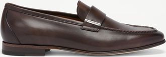 Russell & Bromley BELLAGIO HARDWARE Mens Dark Brown Leather Metal Plate Formal Loafer