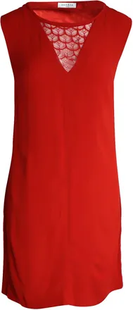 Sandro Sandro Paris mouwloze jurk met V-hals en kanten details in rode cupro
