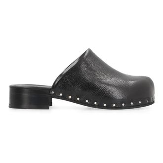 Our Legacy Mules, female, Black, Size: 6 US Leather Vibram Sole Round Toe Slippers