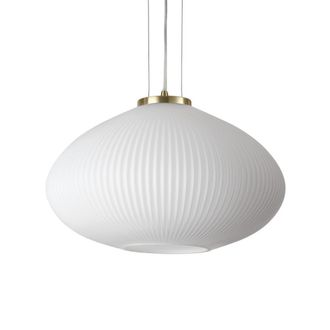 Netlighting Plisse Globe Dome Pendant Ceiling Light Brass 45cm in Yellow