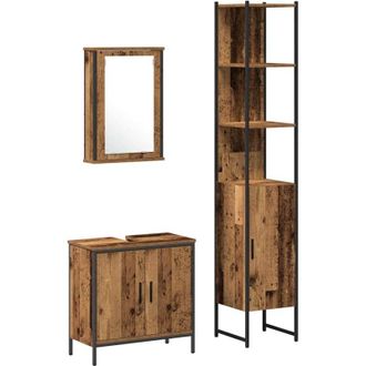 vidaXL Vidaxl - Juego De Muebles De Ba&ntilde;o 3 Pcs Marr&oacute;n 33 X 33 X 185.5 Cm