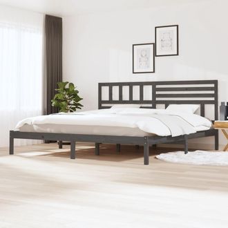 vidaXL Vidaxl - Estructura De Cama Sin Colch&oacute;n Madera De Pino Gris 200x200 Cm