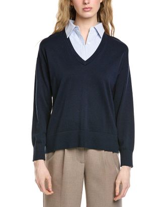 Brooks Brothers Removable Striped Collar Sweater