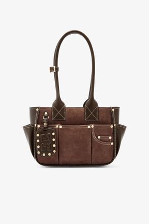 Ganni Brown Small Posy Bag in Suede