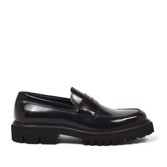 Baldinini Gekreukelde lederen loafer - Heren - Schoenen - Bruin - Maat: 42 1/2 EU Leer