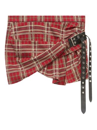 Isabel Marant belted plaid skirt - women - Cotton - 40 - Red