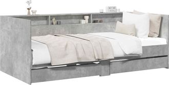 vidaXL Cama De D&iacute;a Con Caj&oacute;n Gris Hormig&oacute;n Madera De Ingenier&iacute;a Vidaxl