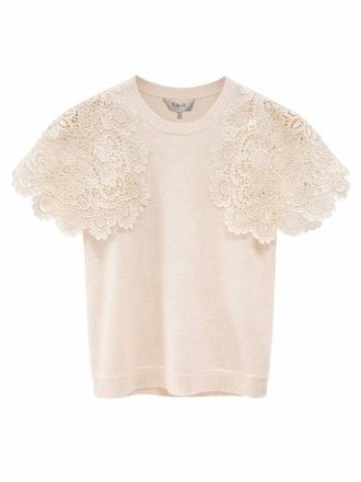 Sea New York Womens Sofia Embroidery Combo Sweater In Cream